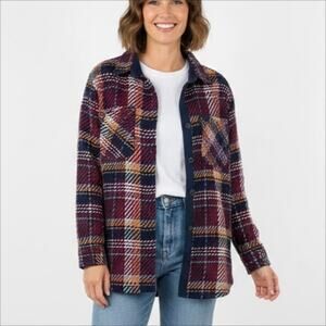 NWT Better Unsaid Plaid Print Shacket Shirt Jacket Blue, Red, Yellow Size XS